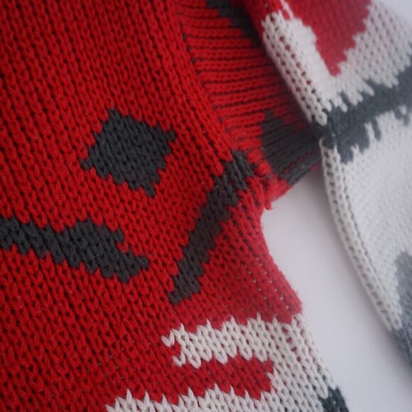 Vintage Club International Red Gray Eclectic Grandpa Outdoor Crewneck Sweater M - Picture 10 of 10